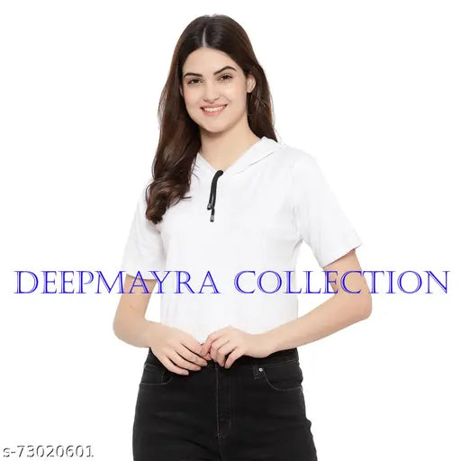 Cotton blend solid color Stylish Fashionista Women's T-shirt, short sleeves, size S (36in bust, 18in length)