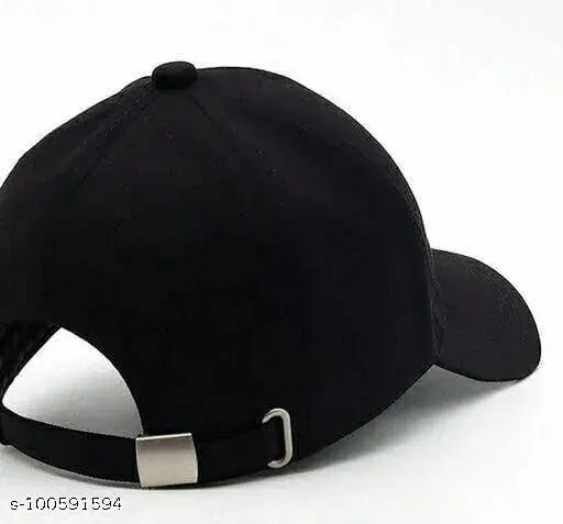 Black embroidered cotton baseball cap - adjustable and trendy, suitable for men and women