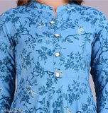 Rayon ethnic Anarkali Kurta, three-quarter sleeves, printed combo. Stylish women's kurta for casual, festive, and party wear." (105 characters)