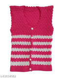 Multicolor pack-2 of high-quality woolen sleeveless sweaters for 1-2 year baby boys & girls, perfect inner wear for chilly weather