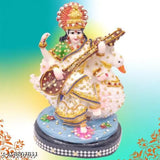 Poly Resin Saraswati Statue, Beautiful Goddess Saraswati Murti, Indian Idol of Maa Saraswati