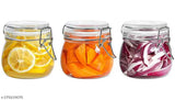 Clear glass airtight storage jar (3-piece, 500ml), ideal for food preservation and pantry organization