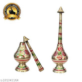 Pure brass Gulab Pash Gangajal Spray Bottle, decorative incense holder, Indian artisan crafted, 10 inches tall