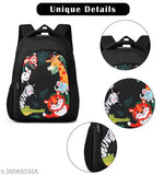Black waterproof polyester school backpack with pencil pouch, ideal for school going kids