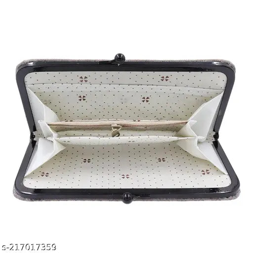 Shining glittering PU-LEATHER ladies purse, hand wallet/clutch from HH3D Bricks Checks design Premium collection. Free Size (L:21in W:2in). 3 compartments, twist lock with classic black frame, side pocket included. #PurseForWomen #HandClutch #WomensPurse #MadeInIndia