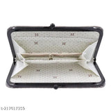 Shining glittering PU-LEATHER ladies purse, hand wallet/clutch from HH3D Bricks Checks design Premium collection. Free Size (L:21in W:2in). 3 compartments, twist lock with classic black frame, side pocket included. #PurseForWomen #HandClutch #WomensPurse #MadeInIndia