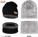 Black checked wool winter beanie cap set with neck warmer and gloves, Indian handmade men's & women's cold weather caps