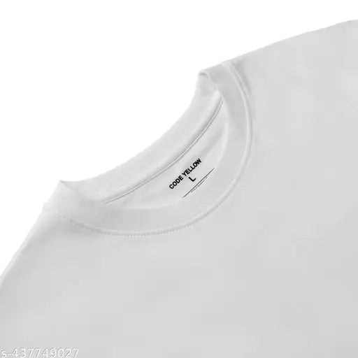 White cotton half-sleeve men's round neck t-shirt - regular fit, pack of 1, solid color