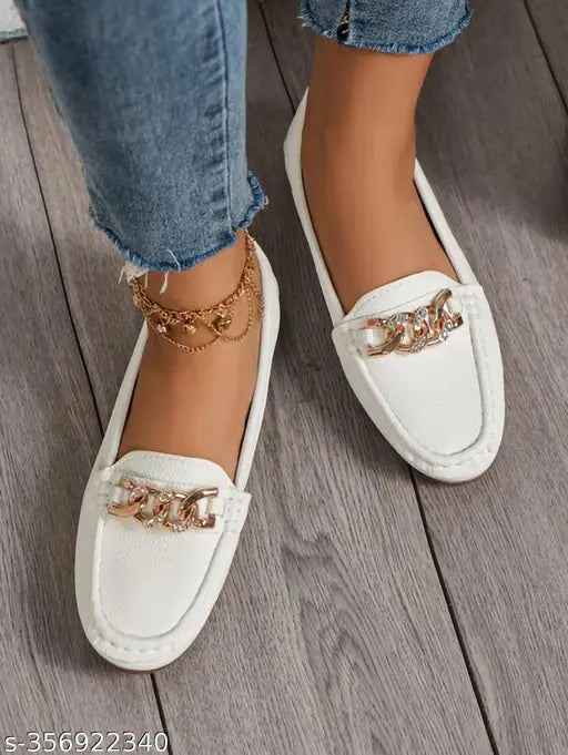 Synthetic upper buckle detailed loafers, stylish & comfortable for women & girls - KLIEV PARIS