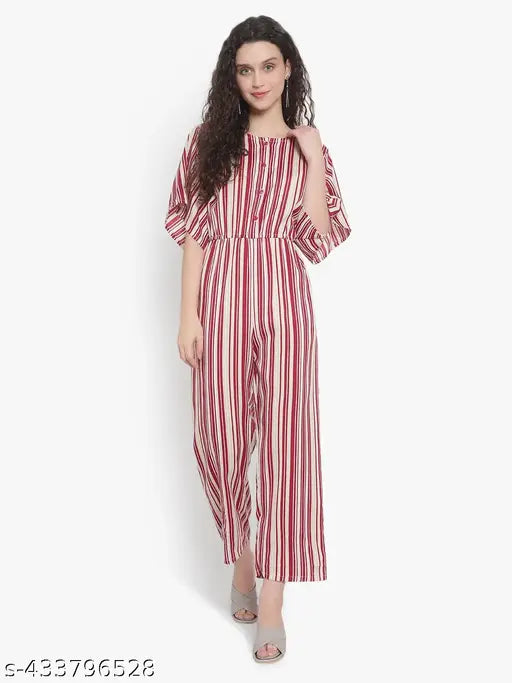 Striped crepe short-sleeve jumpsuit, size XS (32in bust, 43in length, 24in waist, 30in hip, 61in shoulder) - Indian made striped clothing