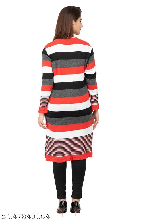 Woolen knee-length printed designer kurti for women, warm and stylish Indian ethnic wear