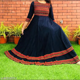 Rayon embroidered long kurta for women and girls, XL (Bust 42in, Length 50in), versatile daily-to-party wear with leggings or skirts, Indian origin