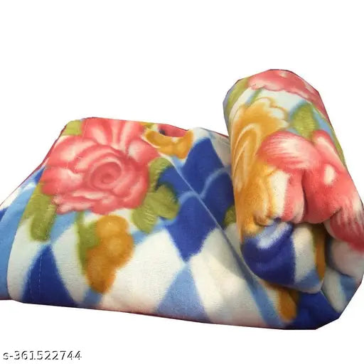 Blue fleece floral single bed comforter for mild winter, 100 thread count LiveWell brand