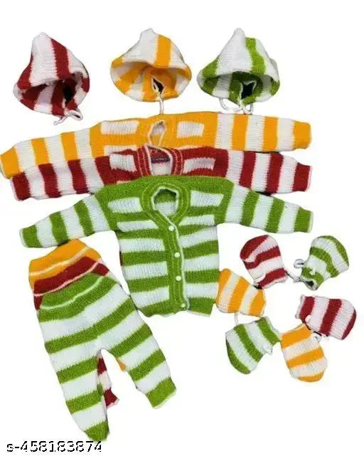 Wool new born baby soft set, self-design net for girls & boys in 0-3 months, Indian origin