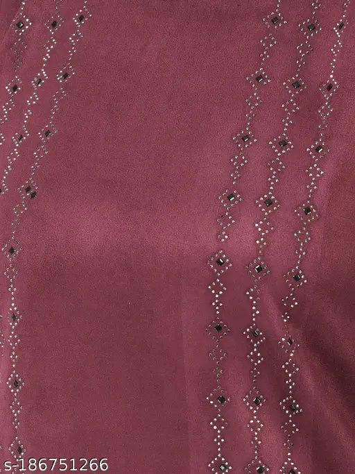 Velvet embellished fleece kurti for women's winter wear, India-origin Elendra fashion