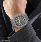 Multicolor silicon quartz watch for men and boys, classic design with black dial and strap, ideal for sport, casual, party-wear, or weddings