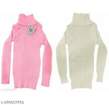 Multicolor wool high neck sweaters pack of 2 for girls, warm and trendy winter clothing with long sleeves