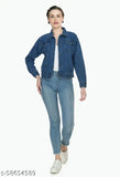 Blue denim jacket, 100% genuine, women's fit for casual style, short sleeves, solid pattern, L size (bust 36in, length 20in), from Fit2Go India