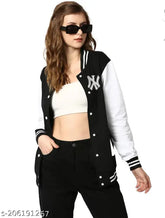 Fleece Versity jacket for women, solid color, long sleeves. XL & XXL sizes available. Made in India