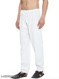 White cotton blend men's pajama bottom, KRAFT INDIA brand, above-knee length, pack of 1