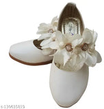 Girls casual patent leather slip-on white shoes, embellished detail - India