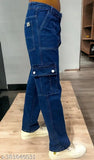 Stylish multi-pocket cargo jeans for men, solid denim dyed/washed - India