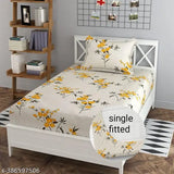 Glace cotton, soft and attractive fitted bedsheet with one pillow cover. Botanical pattern, perfect for adult summer use