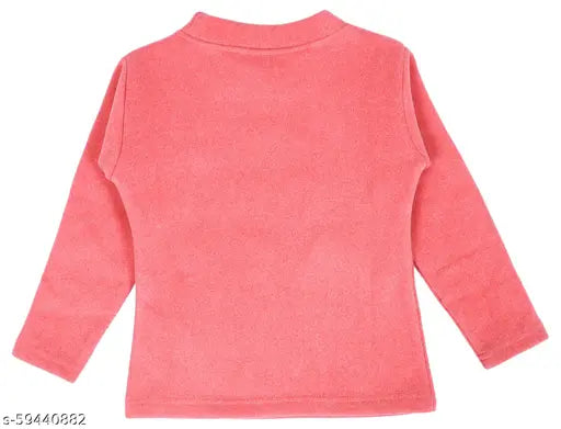 Red acrylic round neck sweatshirt for girls, perfect winter wear in standard sizes