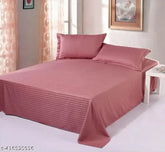 Rose Pink striped cotton flat sheets for king size double bed (90x100 inches), by D K S CREATIONS. High-quality, superfine, 250 thread count, ideal for summer and homes, hotels, or guest rooms