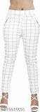 Multicolor check Lycra pants for women and girls (pack of 2), free-size with 35" length