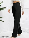 Cotton blend solid net flared trousers for women, ideal for style-conscious modern ladies