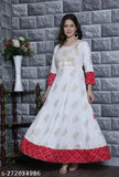Rayon three-quarter sleeve printed Anarkali Kurti, latest Indian partywear fashion