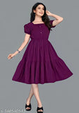 Wine rayon flared kurta for regular, office, party wear - short sleeves, solid design, Indian origin