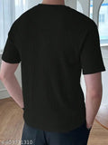 Men's classic fit striped t-shirt, polyester half sleeve for sizes M-XXL, regular fit and camp collar style