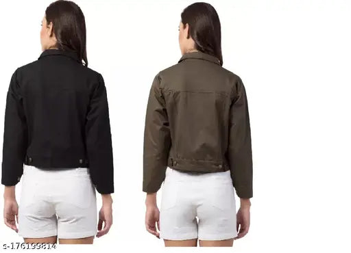 Solid cotton three-quarter sleeve women's winter jackets combo by DNEXT, available in sizes S-XL from India