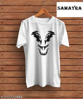 Trending polyester men's t-shirt, printed with modern design, short sleeves, size N, on hanger