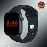 Digital sports watch with LED display, suitable for men, women, and kids. Stylish square dial design in free size, originating from India