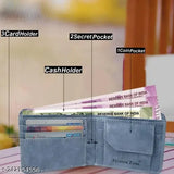 Genuine leather/faux leather bi-fold wallet, textured pattern, 4 card slots, secret compartments, sleek design for fashionable essentials. Indian craftsmanship