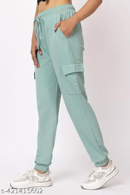 Solid cotton cargo trackpants for women & girls, stylish lounge wear from LOOPER, India