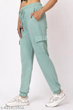 Solid cotton cargo trackpants for women & girls, stylish lounge wear from LOOPER, India