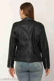 Pink Faux Leather Biker Jacket, solid pattern, long sleeves, band collar, three pockets, size S-XL