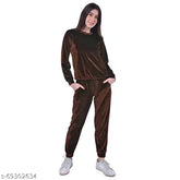 Velvet Viso the Face women's nightwear pyjama set, solid design, long-sleeved top and bottom, India origin