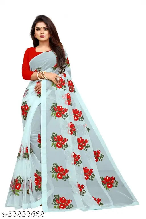 Heavy Buttrefly net saree in multi-colored chain stitch work, full work saree only, India origin