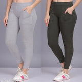 Cotton blend pocket ankle jeggings combo - breathable, soft, stretchy for outdoor or casual wear, suitable sizes 26-32 inch