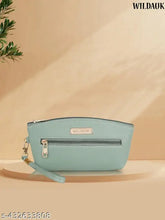 Sea Green PU Clutch by WILDAUK - Textured Net, Lightweight, Zipper Compartments. Durable accessory for parties or travel