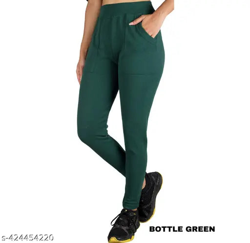 Cotton blend solid color KARARO Women's pocket jeggings (pack of 2) - ideal for yoga or casual wear, flattering mid-waist design