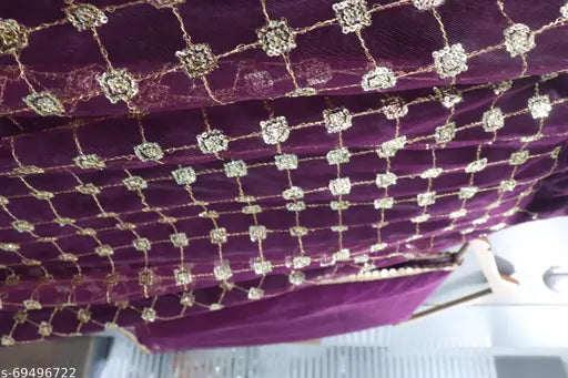 Embellished net lehenga choli and dupatta with designer gota work, up to 39inch waist size, ready to ship