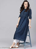 Aishani Fabulous Women's cotton kurta sets with palazzos, three-quarter sleeves, printed net design - vibrant Indian ethnic wear for XS, S, M, L, XL, XXL sizes
