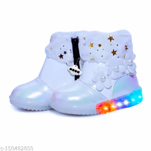 HooHBaby floral printed leather shoes, TPR sole, zip net detail for kids' fashionable footwear