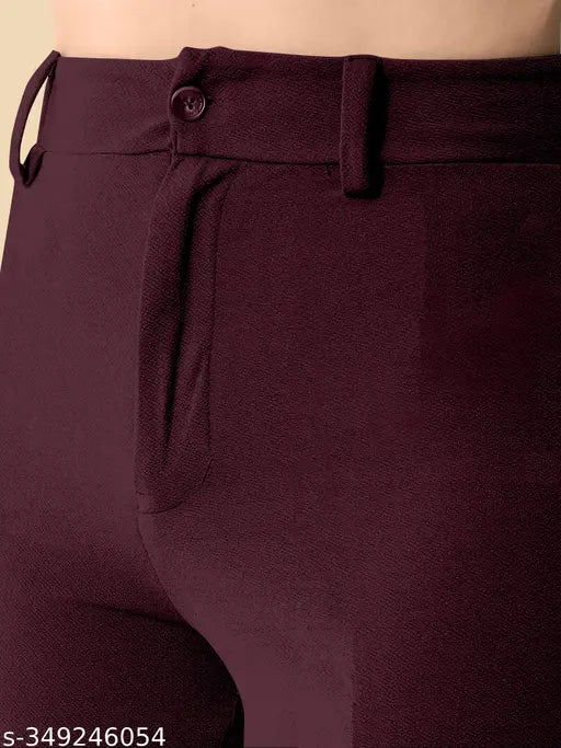 Cotton blend solid net trousers for women, classy fashionista waist sizes 26in-34in, made in India
